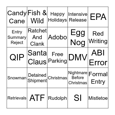 Christmas Bingo Card