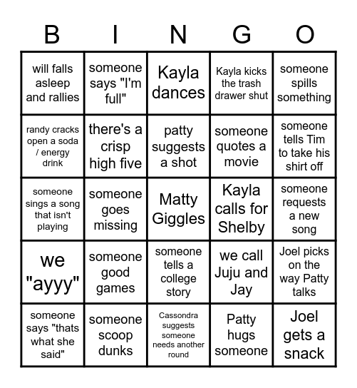 Friendsgiving Bingo Card