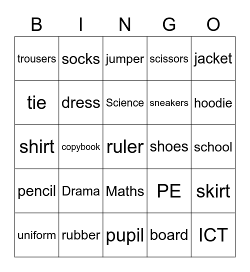 UNIT 2 Bingo Card