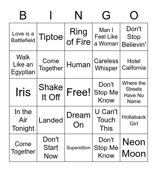 Camp Engage Happy Hour Music Bingo! Bingo Card