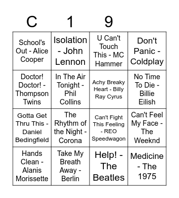 Jordan's Party - COVID Theme Bingo Card