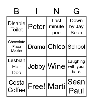 Wyatt's 30th Bingo Card