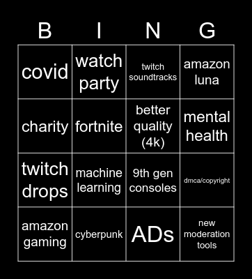 glitchcon watchparty Bingo Card