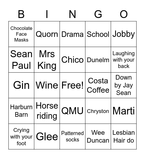 Wyatt's 30th Bingo Card