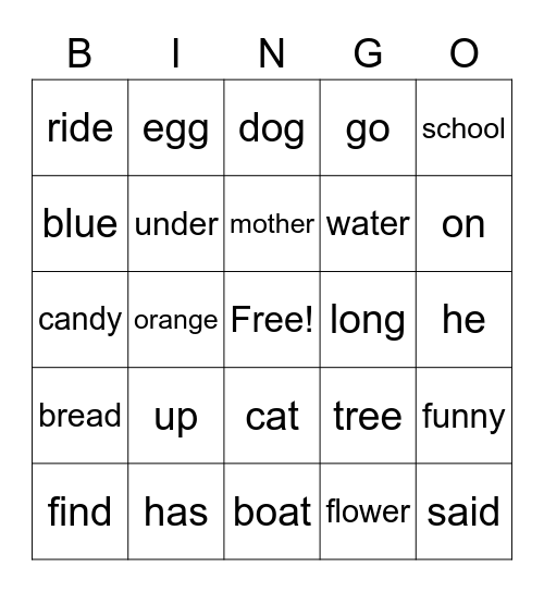 Edmark Lessons 30-70 Bingo Card