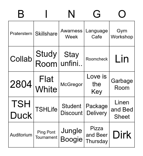 TSH KITCHEN BINGO Card