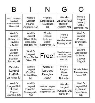 Plan Your Next Road Trip Bingo Card