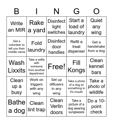 Guide Dog Bingo Card