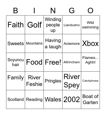Josh Bingo Card