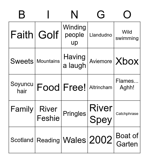 Josh Bingo Card