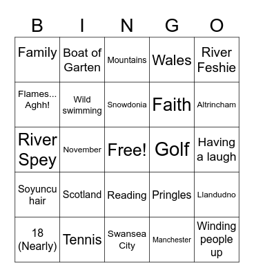 Josh Bingo Card