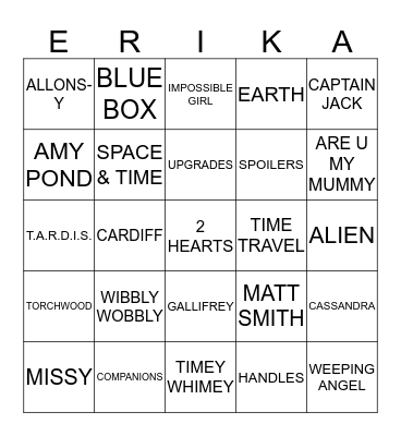 Erika's Bridal Shower Bingo Card