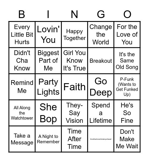 Bingo Bango #3 Bingo Card