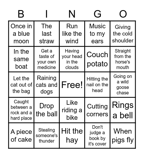 IDIOMS Bingo Card