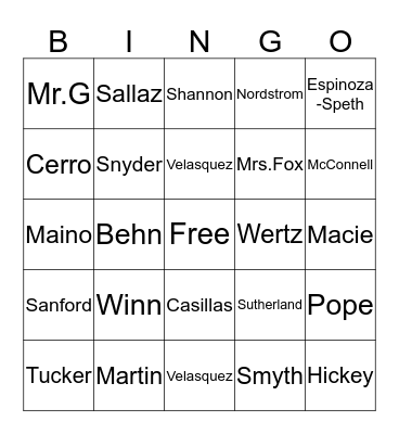 Teachers At Grover Beach Bingo Card