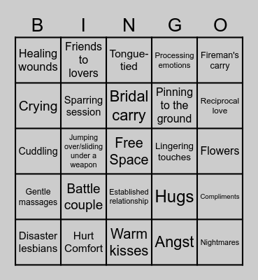 Fanfic Elements Bingo Card