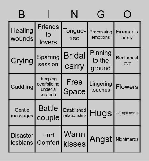 Fanfic Elements Bingo Card