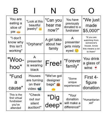 Hope International Bingo Card