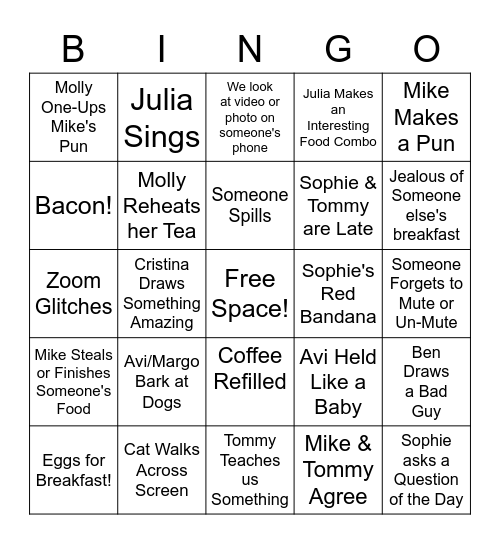 Breakfast Bingo! Bingo Card