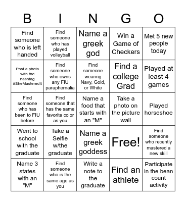 She Master'ed it! Bingo Card