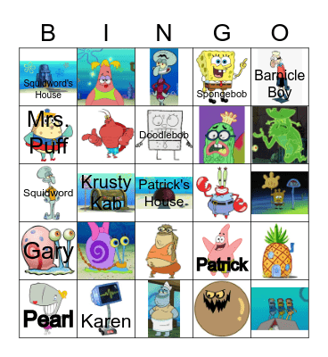 Spongebob Bingo Card