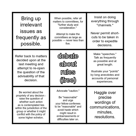 Simple Sabotage Bingo Card