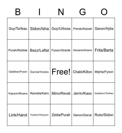 BotW Rareship Bingo (Ultra-Rare) Bingo Card