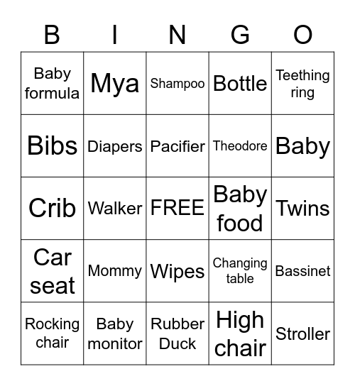 BABY Bingo Card