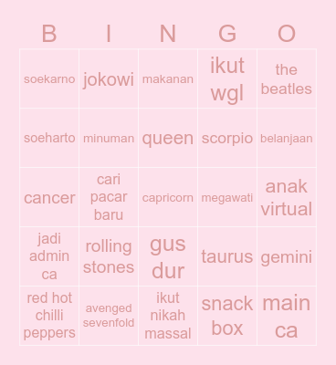 epi's Bingo Card