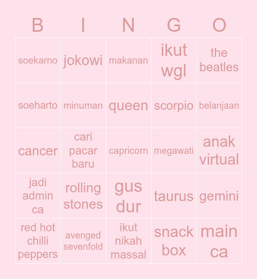 epi's Bingo Card