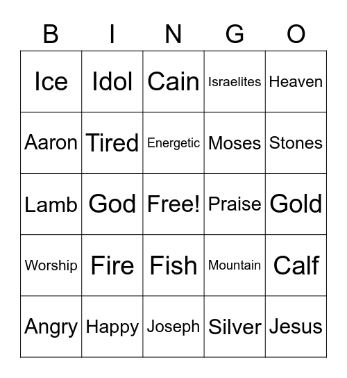 Bible Bingo! Bingo Card