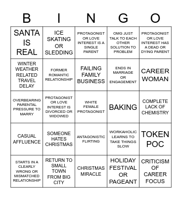 CHRISTMAS ROMCOM BINGO 2020 Bingo Card