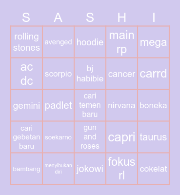 JKT 48 Bingo Card