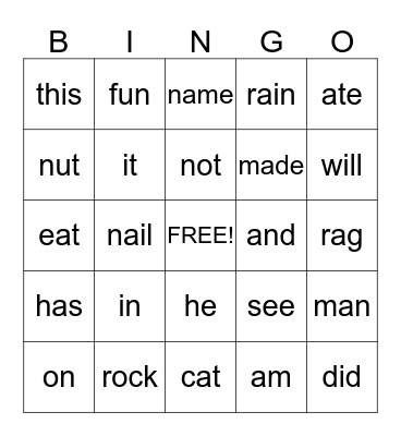 Empower Keyword Bingo Card