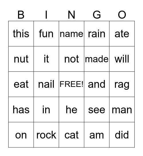Empower Keyword Bingo Card