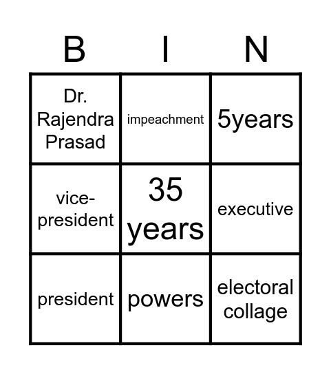 Union Executive Bingo Card