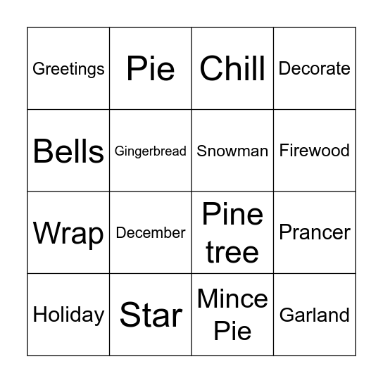 Christmas Bingo Card