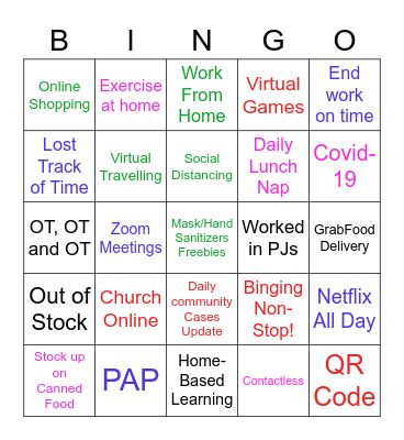 Lockdown Bingo Card