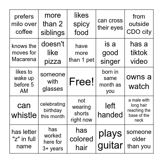 2020 Year-end Bingo Card