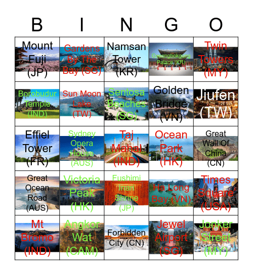 WanderLust Bingo Card