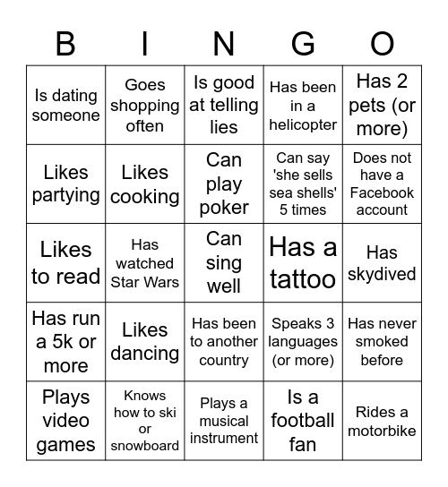 GTKY Bingo! Bingo Card