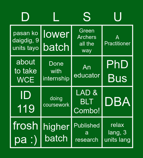 DLSU Business Doctoral Society E-ssembly Bingo Card