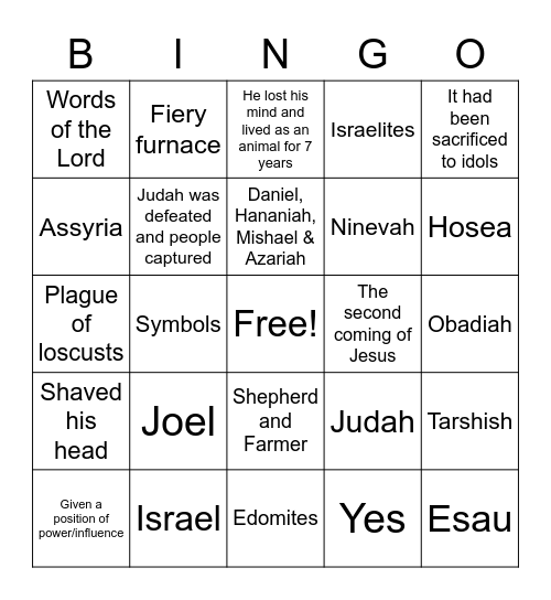 Ekeziel -> Jonah Bingo Card