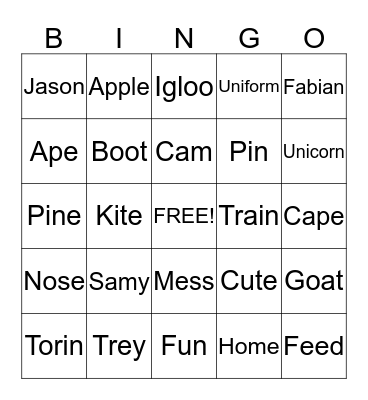 Untitled Bingo Card