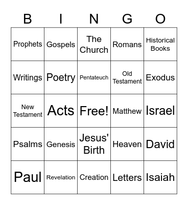 Bible Buddies Bingo Card