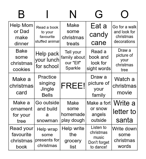December Fun Bingo  Bingo Card