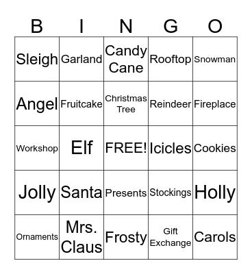 Holiday Bingo Card