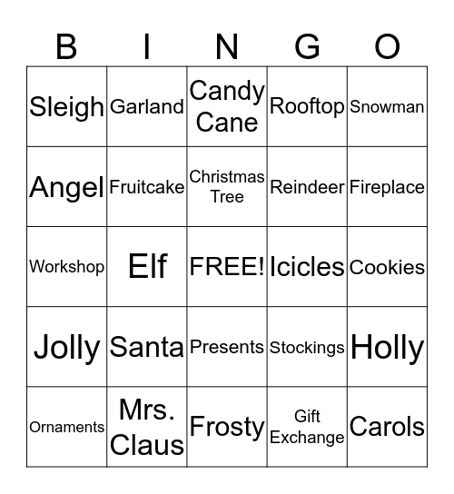 Holiday Bingo Card