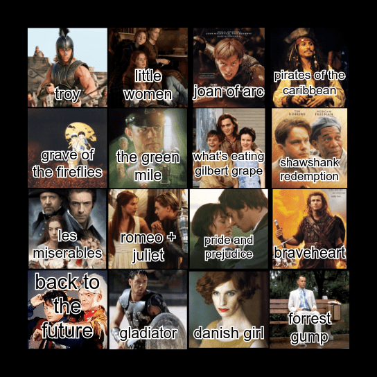 fav movies Bingo Card