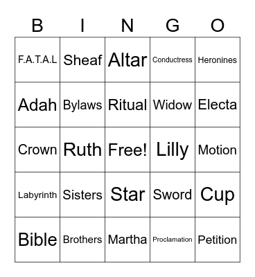 OES Bingo Card